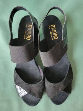 Munro Darling Black Patent Leather Slingback Block Heel Comfort Women's 10.5N